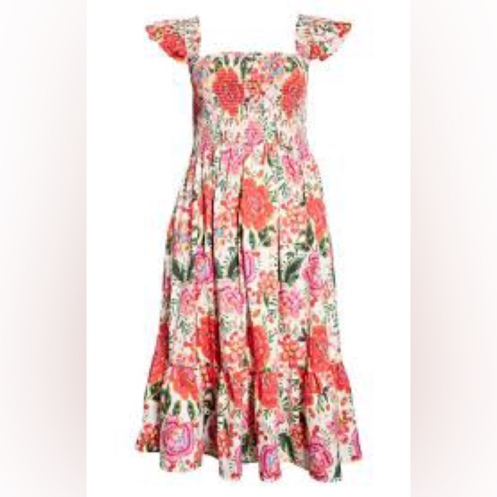 Ivanna print Sundress in crown floral flame